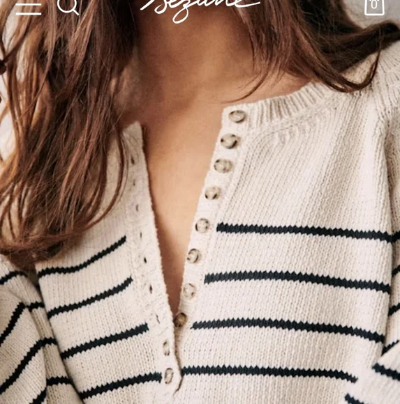 Sezane Leontine Jumper Ecru Navy Smal NWOT - Picture 4 of 10